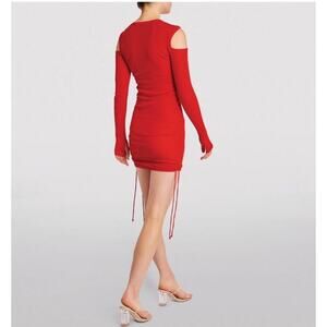 Helmut Lang Womens Dress XL NEW Red Ribbed Stretch Body Con Sexy Flirty Mini